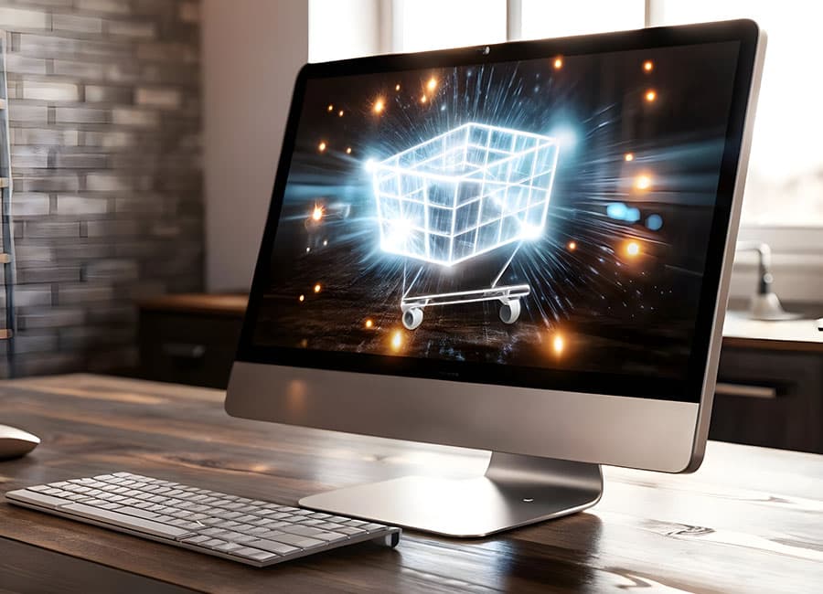 Écran d’ordinateur illustrant une boutique en ligne